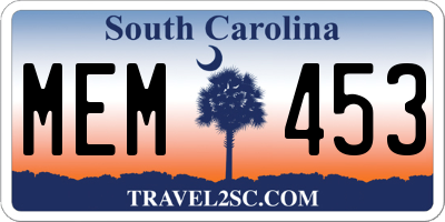 SC license plate MEM453
