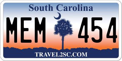 SC license plate MEM454