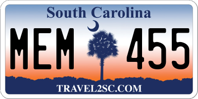 SC license plate MEM455