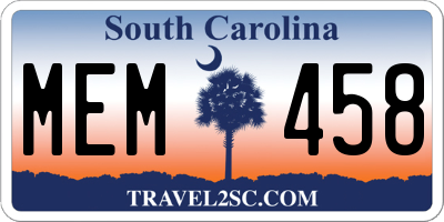SC license plate MEM458