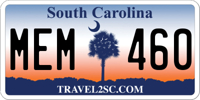 SC license plate MEM460