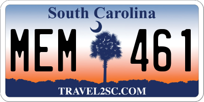 SC license plate MEM461