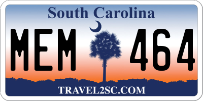 SC license plate MEM464
