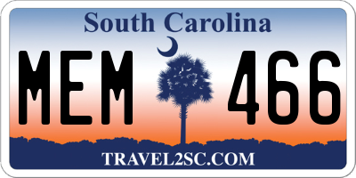 SC license plate MEM466
