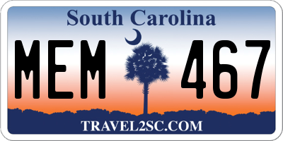 SC license plate MEM467