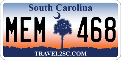 SC license plate MEM468