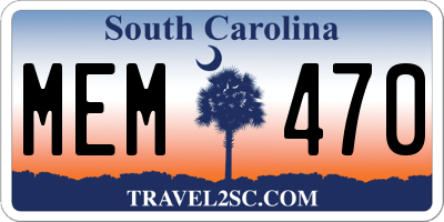 SC license plate MEM470