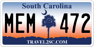 SC license plate MEM472