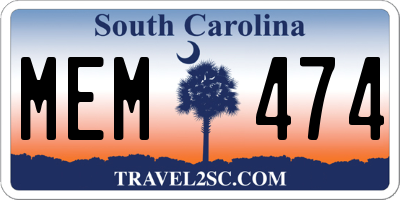 SC license plate MEM474