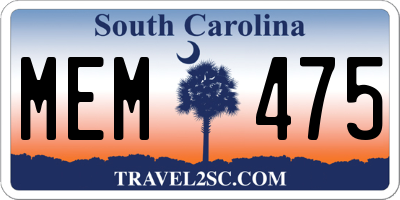 SC license plate MEM475