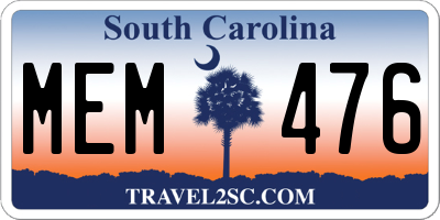 SC license plate MEM476