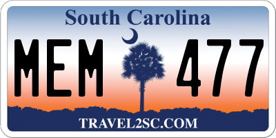 SC license plate MEM477