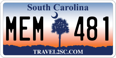 SC license plate MEM481