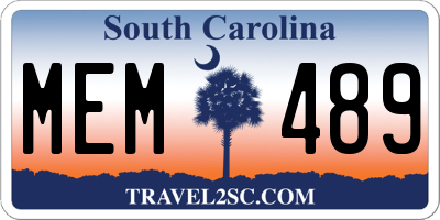 SC license plate MEM489
