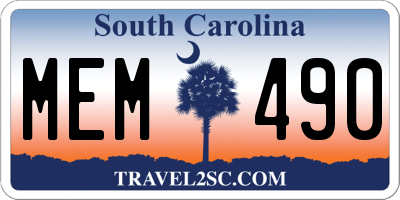 SC license plate MEM490