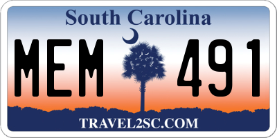 SC license plate MEM491
