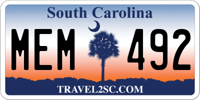 SC license plate MEM492