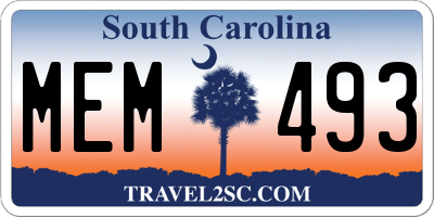 SC license plate MEM493