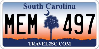 SC license plate MEM497