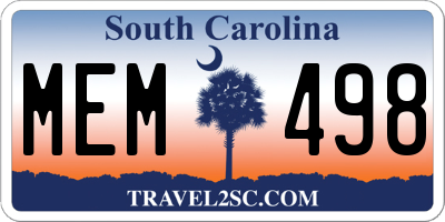 SC license plate MEM498