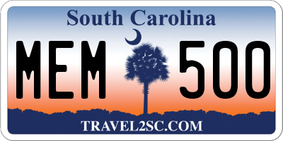 SC license plate MEM500