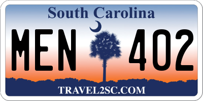 SC license plate MEN402