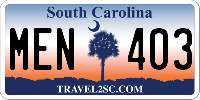 SC license plate MEN403