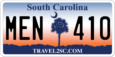 SC license plate MEN410