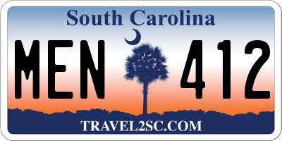 SC license plate MEN412