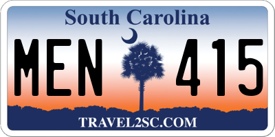 SC license plate MEN415