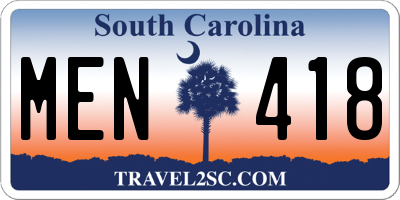 SC license plate MEN418