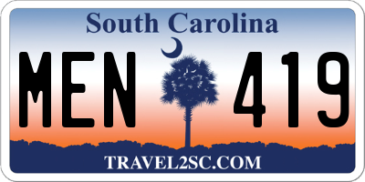 SC license plate MEN419
