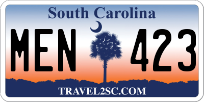 SC license plate MEN423