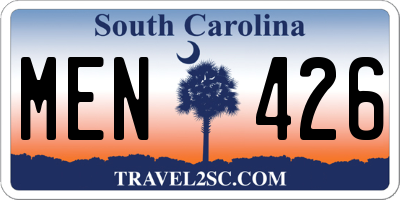 SC license plate MEN426