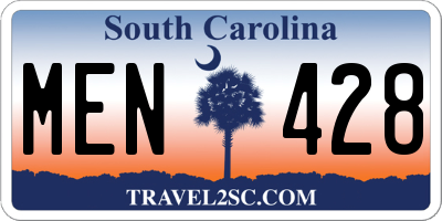 SC license plate MEN428
