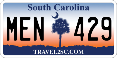 SC license plate MEN429