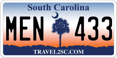 SC license plate MEN433