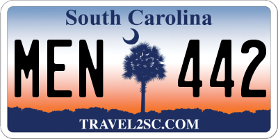 SC license plate MEN442