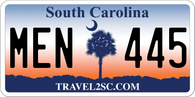 SC license plate MEN445