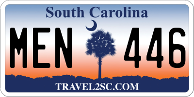 SC license plate MEN446