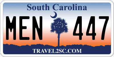 SC license plate MEN447