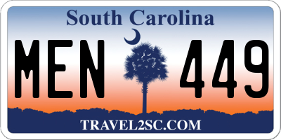 SC license plate MEN449