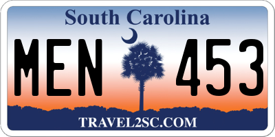 SC license plate MEN453