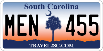 SC license plate MEN455