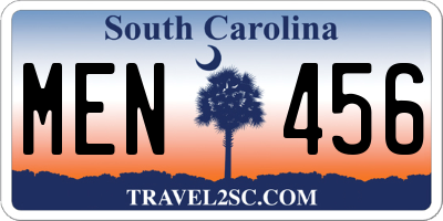 SC license plate MEN456