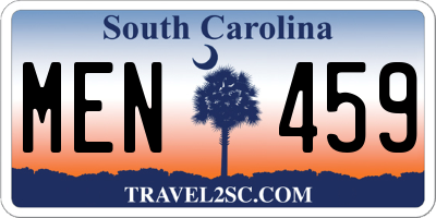 SC license plate MEN459