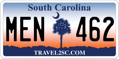 SC license plate MEN462