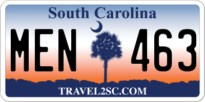 SC license plate MEN463