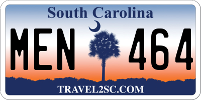 SC license plate MEN464