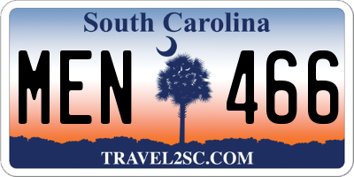 SC license plate MEN466